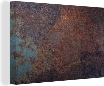 Produktbild von OneMillionCanvasses® - Leinwandbilder - 140x90 cm, Rost - Eisen - Blau, Wandbilder Kunstdruck Wanddekoration - Foto auf Leinwand - Gemälde auf Holzrahmen