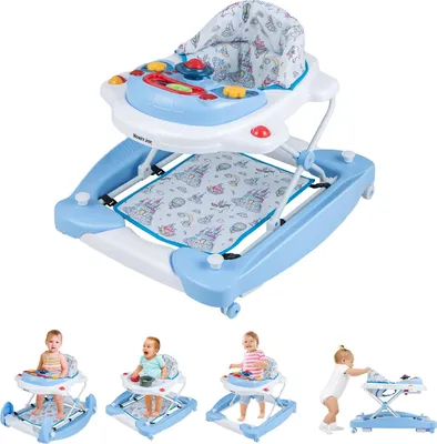 Produktbild von GOPLUS 6 in 1 Lauflernwagen, Lauflernhilfe faltbar mit Fußkissen, Lichtern, Musik, Spielzeug & 3 verstellbare Höhen, Baby Walker für Baby ab 6 Monaten