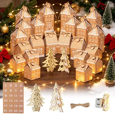Adventskalender zum Befüllen, 24 Hausboxen, 6 Größen, DIY
