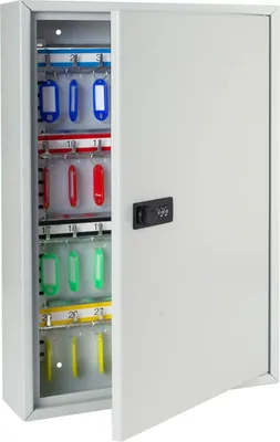 HMF 13664-07 Schlüsselschrank mit Zahlencode Schlüsselkasten groß 64 Haken 45 x 30 x 8 cm Lichtgrau