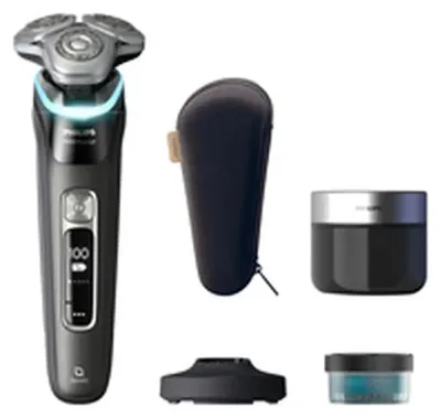 Produktbild von Philips i9000 Prestige XP9200/30 Elektrischer Nass- und Trockenrasierer mit SkinIQ, Rotationstrasierer, Schwarz, Triple-Action Lift & Cut System; Dual SteelPrecision blades, Edelstahl, LED, GroomTribe; Connects via Bluetooth