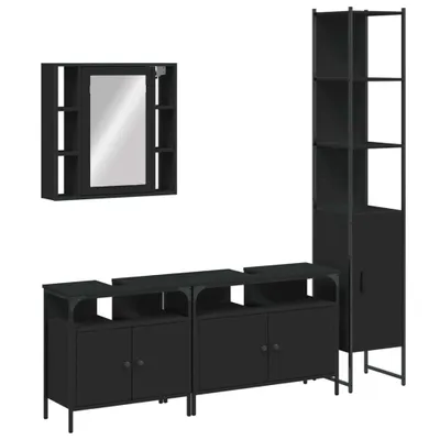 Image de vidaXL Ensemble de meubles de salle de bain 4 pièces noir en bois composite