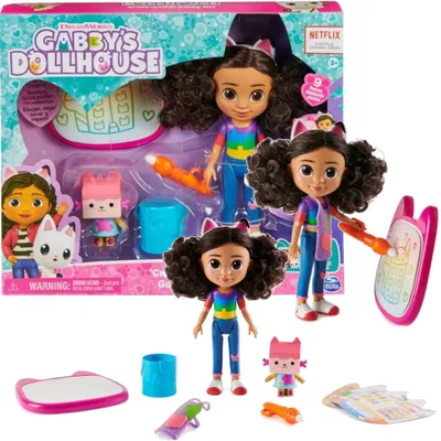Produktbild von Gabby's Dollhouse , Gabby Deluxe-Bastelpuppe und Zubehörteile mit Block und Pinsel zum Malen mit Wasser, Kinderspielzeug für Mädchen und Jungen, Mini-Puppe, Geschlechtsneutral, 3 Jahr(e), Mädchen, 440 g, Mehrfarbig