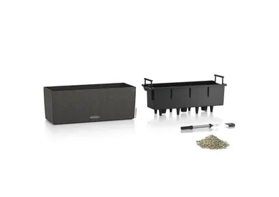 Immagine prodotto di Fioriera LECHUZA BALCONERA Stone 50 nero grafite | cassetta da balcone con irrigazione e inserto per piante | aspetto pietra naturale | 50 x 19 x 19 cm | 15652