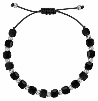Produktbild von Schwarzes Textilarmband mit Perlen BRC236WBC