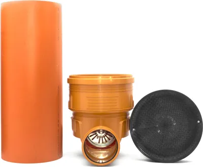 Produktbild von KARMAT/Dyka KG Schacht mit Rückstauklappe DN 400, Rohr Deckel, Komplett SET, Kontrollschacht, Orange, 400 mm, 1000 mm, A15, 530 mm, 220 mm, 132 cm, 2 Pakete