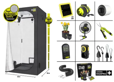 Zdjęcie produktu dla GARDEN HIGHPRO Growkit 60 | Kompletny zestaw | Namiot do uprawy | Namiot do uprawy wewnątrz | Ekstraktor 100mm | Filtr węglowy | Wentylator 5W | Kombajn | Nożyczki