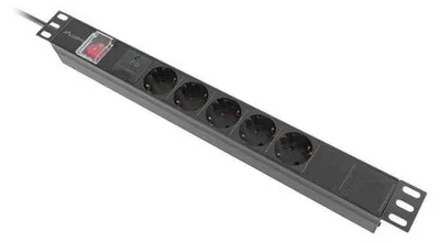 Productafbeelding van Lanberg PDU-05F-0200-IEC-BK LANBERG Steckdosenleiste 2m 5x Schuko +Schalter 19" C14 sw