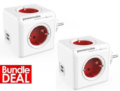 Produktbild von Doppelpack Würfel-Stecker DuoUSB: enthält 2 x Multi-Cube Original DuoUSB Rot