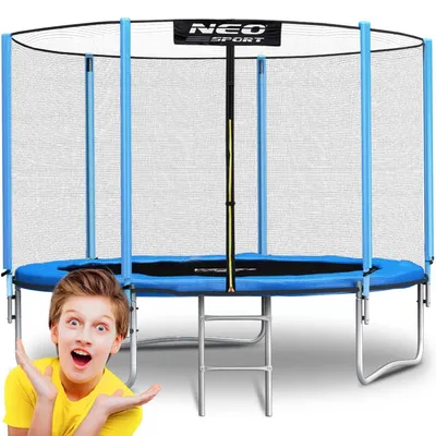 Immagine prodotto di Trampolino da giardino da 6 piedi/183 cm con rete da esterno e scala Neo-Sport