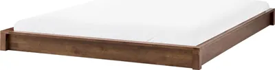 Produktbild von BELIANI Bett Dunkelbraun Holz 160 x 200 cm ohne Kopfteil mit Lattenrost Niedrig Minimalistisch Bettgestell Holzbett Schlafzimmer