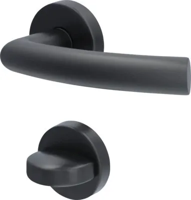 Produktbild von Rosettengarnitur Fair II edelstahl/matt schwarz für Bad + WC Türen
