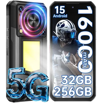Produktbild von OUKITEL WP56 Outdoor Handy 5G,16000mAh Akku,Android 15,32GB RAM 256GB ROM,6.8" FHD+,128DB Lautsprecher und 1000 Lumen Campingleuchte,Schwarz