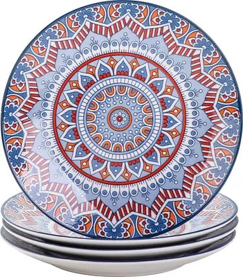 Image de Service de table : assiettes à dessert, assiettes à dessert en porcelaine vancasso, lot de 4 assiettes à dessert, série MANDALA, Ø 21,2 cm, assiettes plates pour le petit-déjeuner, style bohémien