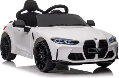 Immagine prodotto di ES-Toys bambini auto elettrica BMW M4 licenza 12V7A batteria 2 motori pneumatici EVA MP3 bianco