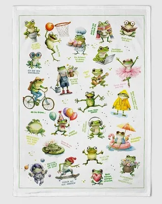 Produktbild von Geschirrtuch Froschfamilie, Geschirrtücher Mitbringsel Geschenkidee, Frosch, Frösche