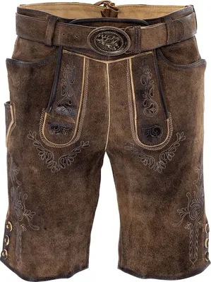 Produktbild von MADDOX Kurze Herren Lederhose "Hopfensee" mit Gürtel | Antik Bernstein Größe: 56