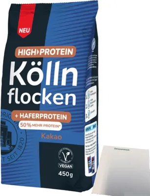 Produktbild von Kölln High Protein Köllnflocken Kakao (450g Beutel) + usy Block