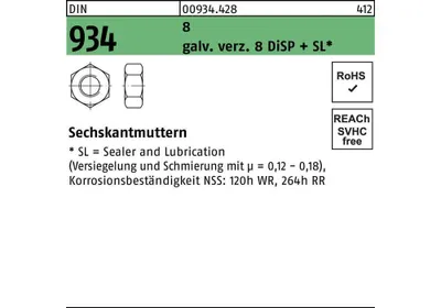 Produktbild von Reyher  Sechskantmuttern DIN 934 8 M 14 Zn8 (100 Stück)