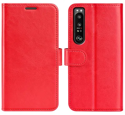 Productafbeelding van MobyDefend Hoesje - Geschikt voor Sony Xperia 1 IV  -  Wallet Book Case (Sluiting Achterkant) - Rood