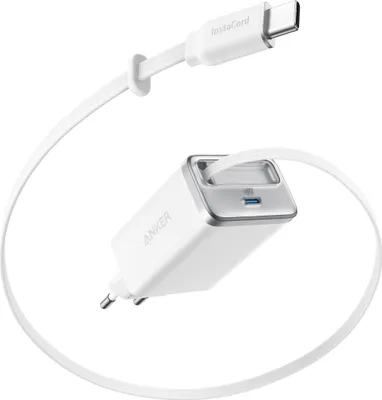 Immagine prodotto di Caricabatterie Anker Nano (35 W, cavo USB-C retrattile integrato) Bianco