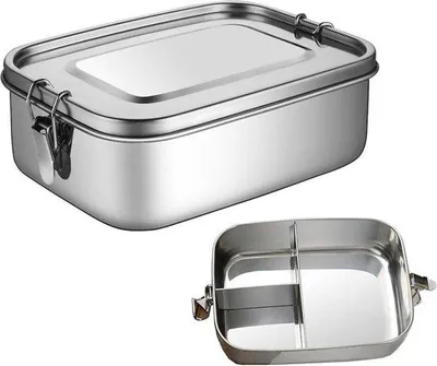 Produktbild von Famanu Lunchbox aus Edelstahl 3 Fächer auslaufsicher spülmaschinenfest - für Erwachsene und Kinder