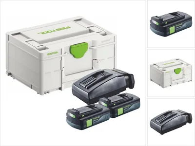Zdjęcie produktu dla Zestaw energetyczny Festool 2x akumulator BP 18 Li 3,0 C 18 V 3,0 Ah / 3000 mAh Li-Ion ( 2x 577658 ) + ładowarka TCL 6 ( 201135 ) + Systainer