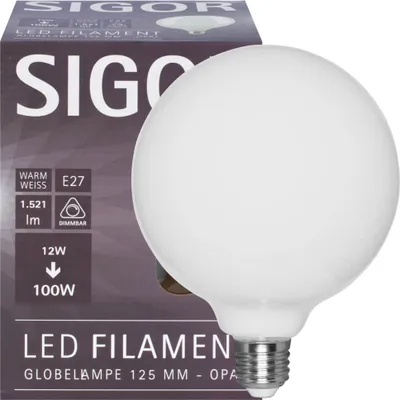 Produktbild von SIGOR 11W Globe 125mm Filament opal E27 1521lm 2700K dimmbar LED Lampe G125