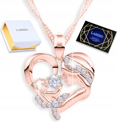 Immagine prodotto di Collana placcata oro con mamma e bambino, cuore, famiglia, zirconi, amore