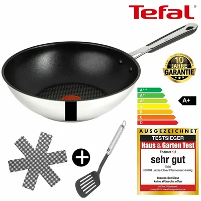 Produktbild von Tefal E76 Jamie Oliver Wokpfanne Induktion 28cm- Set 5, Wok Pfanne Antihaft-beschichtet, Spülmaschinenfest, ALLE HERDARTEN