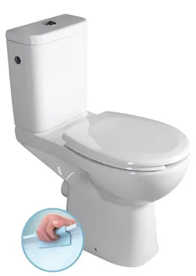 Produktbild von HANDICAP Erhöhtes Kombi-WC, spülrandlos, Abgang waagerecht, Weiß