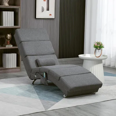 Produktbild von SUGIFT Massagesessel mit Vibrationsmassage, Relaxsessel Liegesessel, 8 Massagepunkte, 5 Modi, Lendenwärme, Dunkelgrau | 168 x 56 x 84 cm | 15 kg