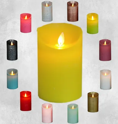 Produktbild von LED Echtwachskerze mit Timer flackender Docht Taupe Höhe 12.5cm