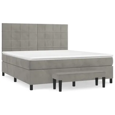 Obrázek produktu pro vidaXL Postel Boxspring s matrací Light Grey 180x200 cm Velvet