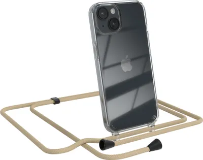 Produktbild von EAZY CASE Handykette kompatibel mit Apple iPhone 14, Handyhülle mit Umhängeband, Handykordel, Schutzhülle Clear, Band in Blau