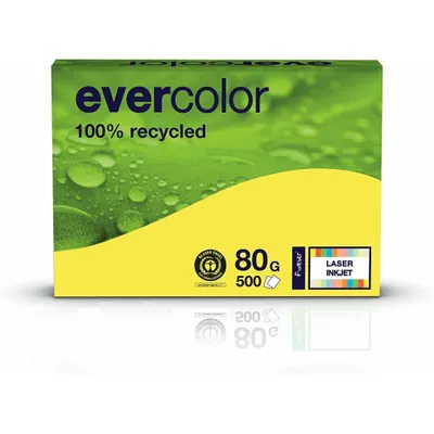 Produktbild von Kopierpapier, DIN A4, 80g/qm, 500 Blatt, Recycling, gelb