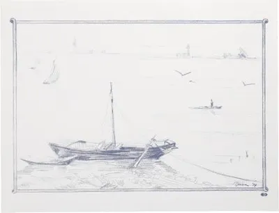 Produktbild von 100 Tischsets, Papier 30 cm x 40 cm weiss "Ruderboot"