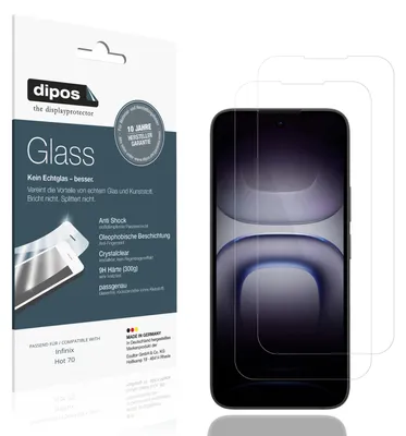 Produktbild von 2x Schutzfolie für Infinix Hot 70 - Anti-Shock 9H Folie dipos Glass Kunststoffglas