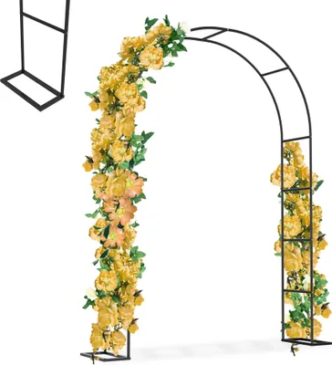 Obrázek produktu pro XMTECH lezecký oblouk, kovový zahradní oblouk, 192x38x240cm, stabilní oblouk s podstavcem, pomůcka pro popínavé rostliny, lezecký oblouk na zahradu, svatby a oslavy, odolný proti povětrnostním vlivům, černý