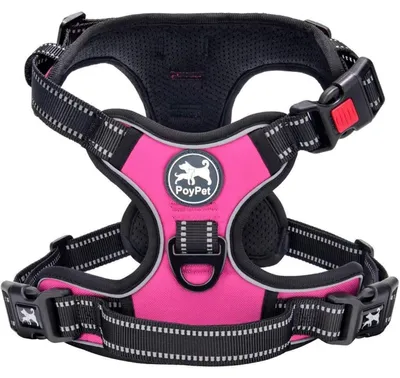 Image de Harnais pour chien anti-traction, taille XS, rose, réfléchissant, réglable, rembourré avec une poignée