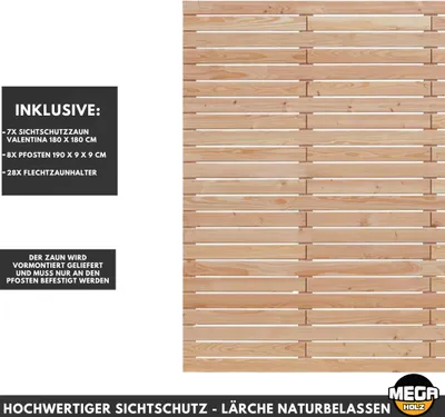 Produktbild von Valentina Sichtschutzzaun Set 7 Zäune inkl. 8 Pfosten