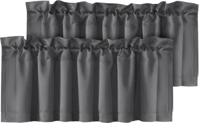 Produktbild von INF Verdunkelungsvorhänge 2er Set - Polyester Kurzgardinen für Wohnzimmer Dunkelgrau