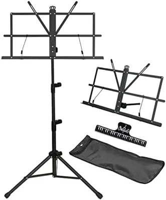 Produktbild von PolkaHome® Klappbarer Musikständer – Verstellbar und Tragbar, 50 x 50 x 135 cm, Schwarz