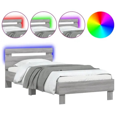 Obrázek produktu pro vidaXL Rám postele s čelem a LED osvětlením Grey Sonoma 75x190 cm
