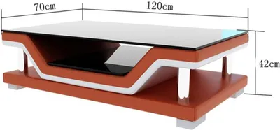 Produktbild von Gepolsterte Tische Schwarzer Couchtisch Glastisch Sofa Beistell Moderner Tisch
