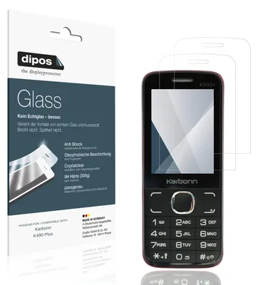 Produktbild von 2x Schutzfolie für Karbonn K490 Plus - Anti-Shock 9H Folie dipos Glass Kunststoffglas