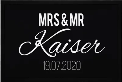 Produktbild von Fußmatte Mrs & Mr Nachname Name Datum personalisierbar Geschenk zur Hochzeit rutschfest & waschbar SpecialMe® weiß 60x40cm