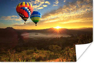 Produktbild von MuchoWow® Poster Heißluftballon - Sonne - Wolken 60x40 cm - Schlafzimmerdekoration