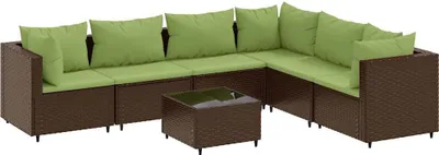 Produktbild von vidaXL 7-tlg. Garten-Lounge-Set mit Kissen Braun Poly Rattan