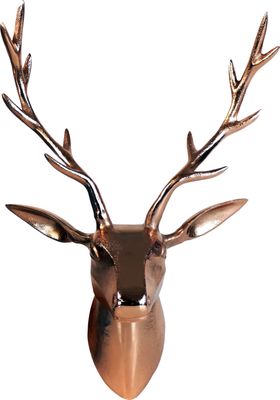 Deko Geweih Hirschkopf 'Kupfer' (Größe: M) - Wandfigur, Matall Wanddeko, Hirschgeweih, Hirschkopf, Geweih und Skulptur Hirsch Wanddeko